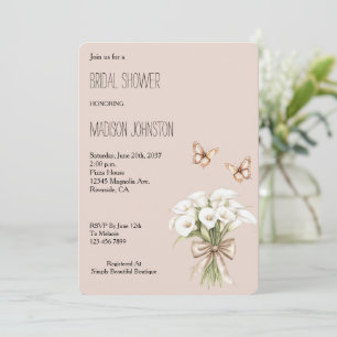 Invitación Ducha de novia de las mariposas florales de Rubor 