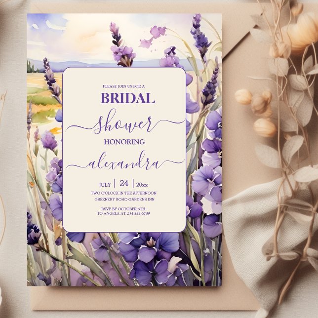 Invitación Ducha de novia de lavanda floral única (Subido por el creador)