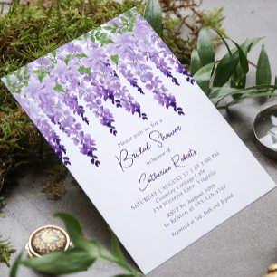 Invitación Ducha de novia de lavanda púrpura acuarela glicina