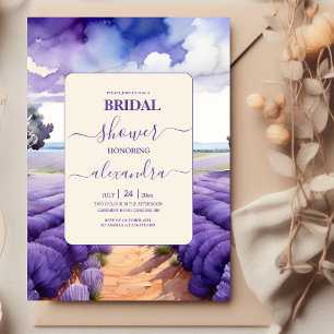 Invitación Ducha de novia de lavanda rústica