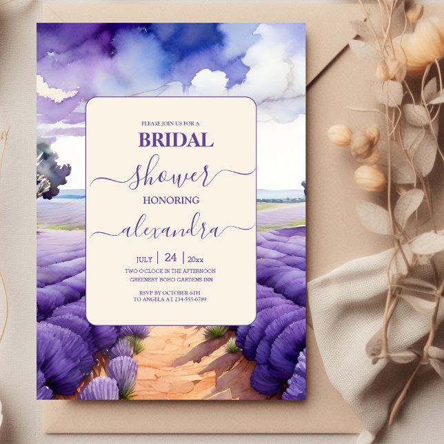 Invitación Ducha de novia de lavanda rústica (Subido por el creador)