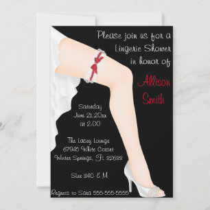 Invitación Ducha de novia de lencería blanca y roja caliente