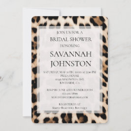 Invitación Ducha de novia de leopardo negro crema