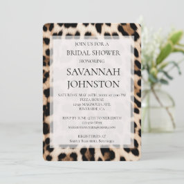 Invitación Ducha de novia de leopardo negro crema