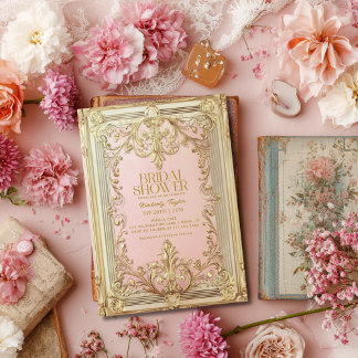 Invitación Ducha de Novia de Libro Antiguo
