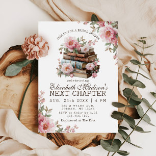 Invitación Ducha de Novia de Libro Floral de su Próximo Capít