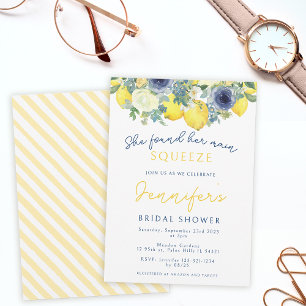 Invitación Ducha de novia de limón amarillo claro apretón pri