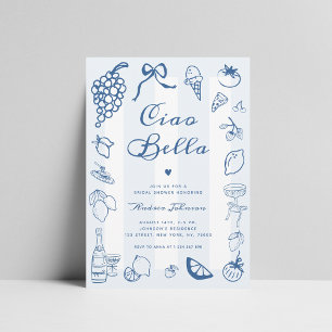 Invitación Ducha de novia de limón de ciao bella de mano ital