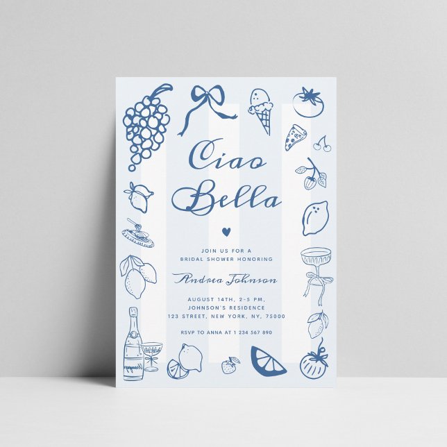 Invitación Ducha de novia de limón de ciao bella de mano ital (Subido por el creador)