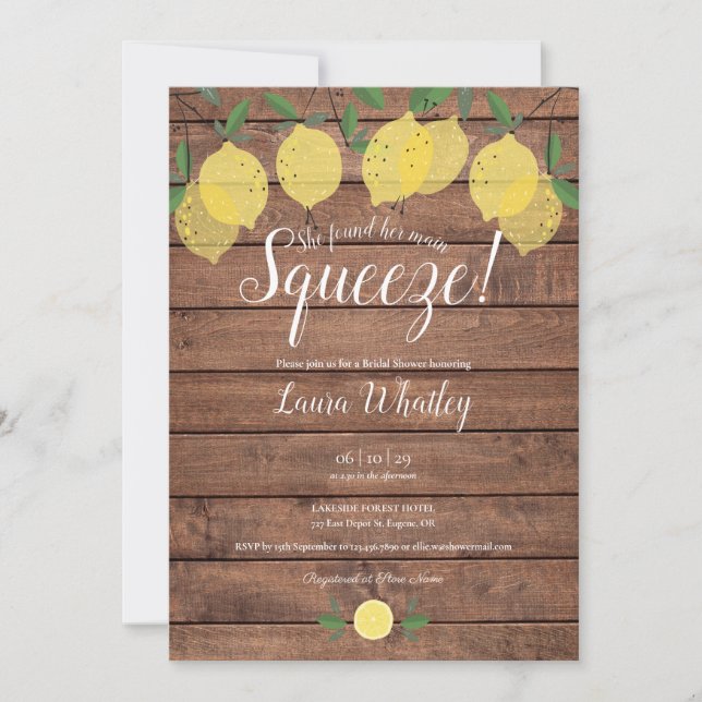 Invitación Ducha de novia de limón de esquisto principal de m (Anverso)