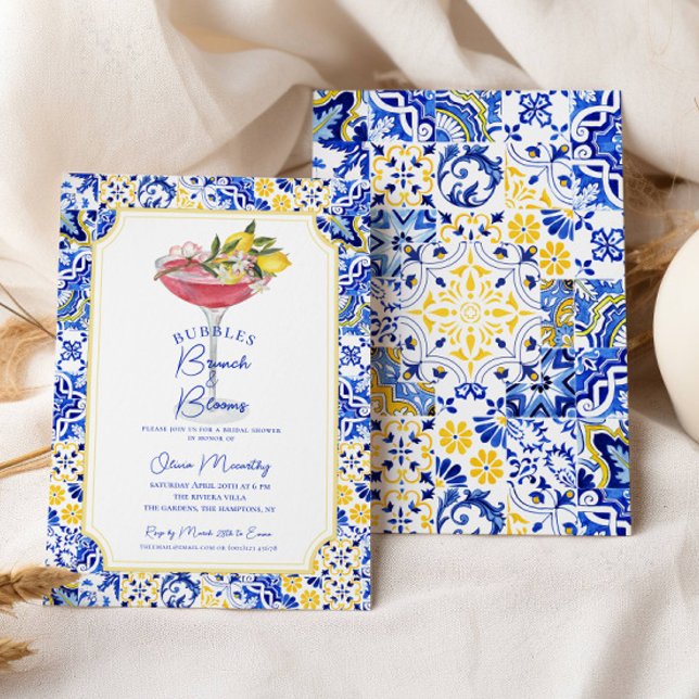 Invitación Ducha de novia de limón mediterráneo Bubbly Brunch (Subido por el creador)