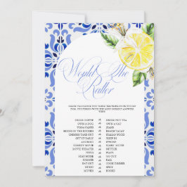 Invitación Ducha de Novia de Limón That's Amore Italiano Azul
