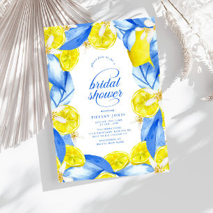 Invitación Ducha de Novia de Limones Amarillos Azules Mediter