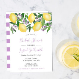 Invitación Ducha de Novia de Limones Amarillos y Púrpura