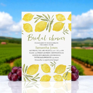 Invitación Ducha de novia de limones rama de olivo amarilla r