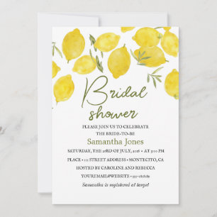 Invitación Ducha de novia de limones rama de olivo amarilla r