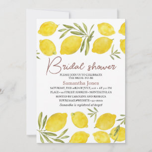 Invitación Ducha de novia de limones rama de olivo amarilla r