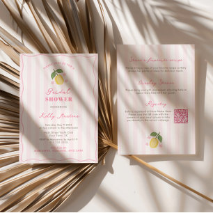 Invitación Ducha de Novia de Limones Rosados Dibujados a Mano