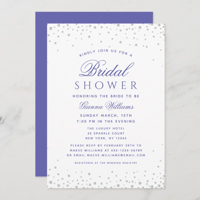 Invitación Ducha de novia de lujo moderno Diamonds (Anverso / Reverso)