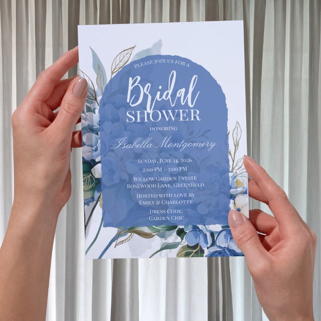 Invitación Ducha de Novia de Lujo Suave con Floral Azul (Soft Luxury Blue Floral Bridal Shower Invitations
)