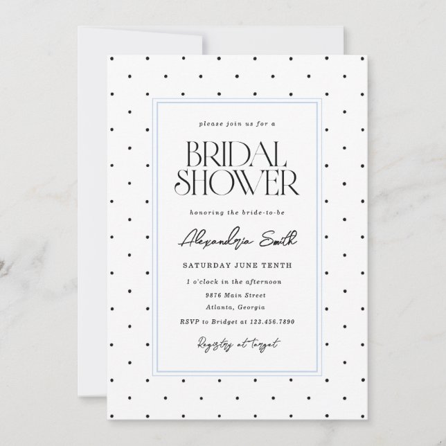 Invitación Ducha de Novia de Lunares (Anverso)