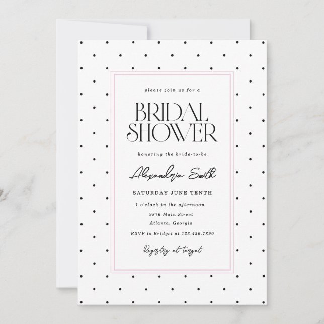 Invitación Ducha de Novia de Lunares (Anverso)
