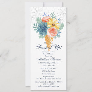 Invitación Ducha de Novia de Macarón Sucúleno Floral Recogido