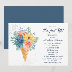 Invitación Ducha de Novia de Macarons Suculentos Florales