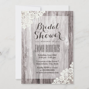 Invitación Ducha de novia de madera de granero de ambiente rú