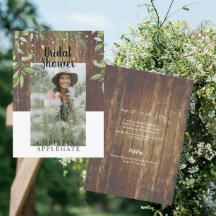 Invitación Ducha de novia de madera rústica