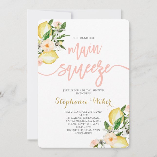 Invitación Ducha de novia de Main Squeeze Lemons (Anverso)