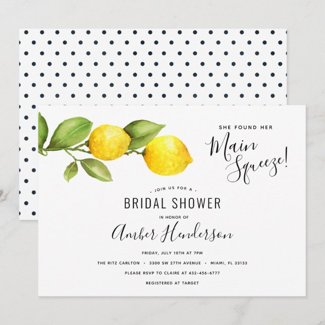 Invitación Ducha de novia de Main Squeeze Lemons (Anverso / Reverso)