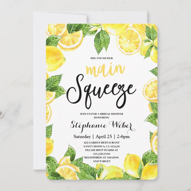 Invitación Ducha de novia de Main Squeeze Lemons (Anverso)