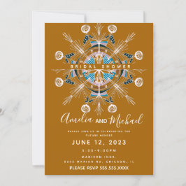 Invitación Ducha de Novia de Mandala Moderno Mostaza Arte Boh