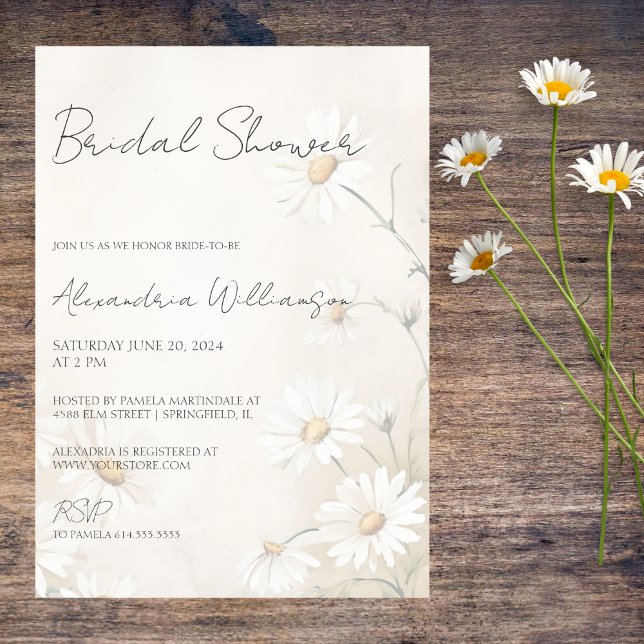 Invitación Ducha de Novia de Margaritas Rústicas (Subido por el creador)