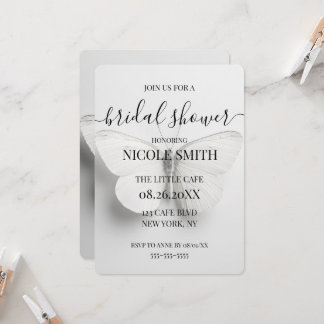 Invitación Ducha de Novia de Mariposa Blanca Personalizada