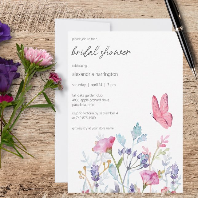 Invitación Ducha de Novia de Mariposa de Primavera y Flores S (Subido por el creador)