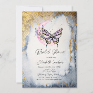 Invitación Ducha de Novia de Mariposa Lunar Floral Celestial