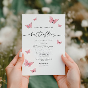 Invitación Ducha de novia de mariposa rosa