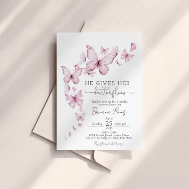Invitación Ducha de novia de mariposa rosa (Subido por el creador)