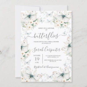 Invitación Ducha de novia de mariposas blancas