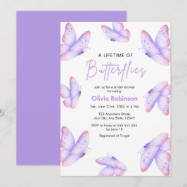 Invitación Ducha de Novia de Mariposas de por Vida Púrpura 