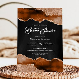 Invitación Ducha de Novia de Mármol Ágata Terracota Negra