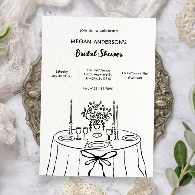 Invitación Ducha de novia de mesa de comedor dibujada a mano  (Subido por el creador)