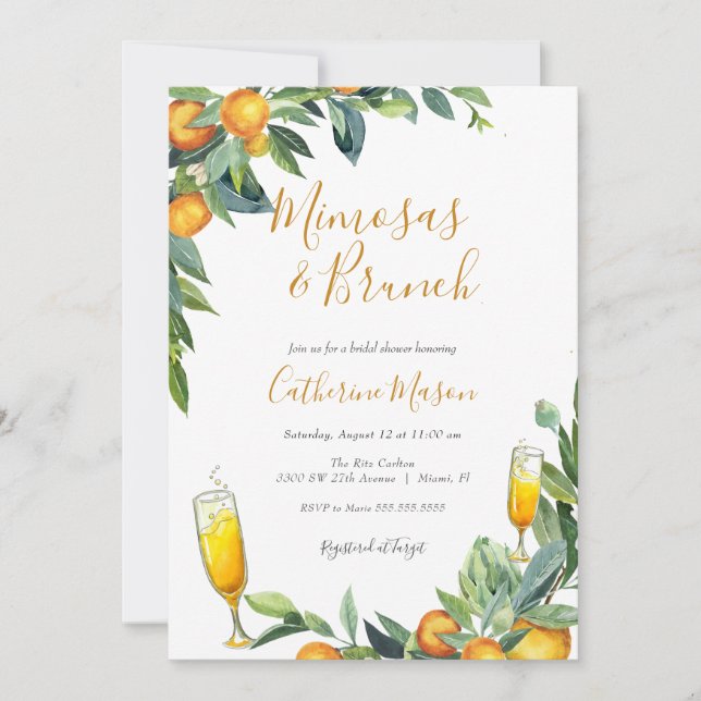 Invitación Ducha de novia de Mimosas (Anverso)