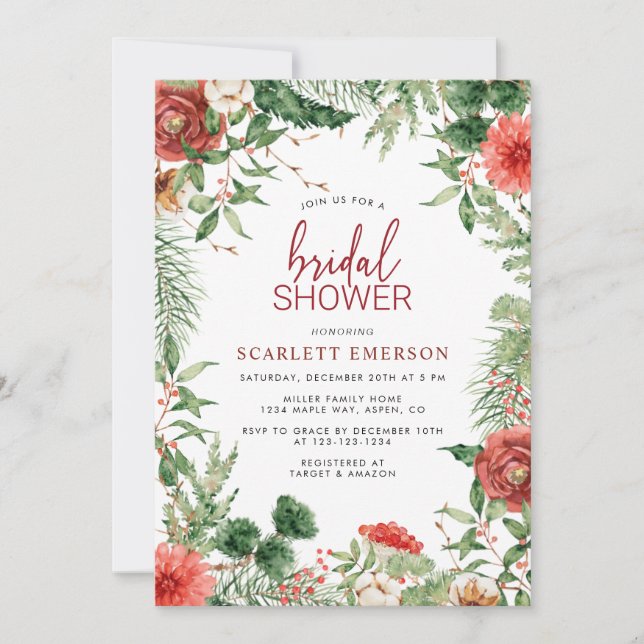 Invitación Ducha de novia de Navidad festiva (Anverso)