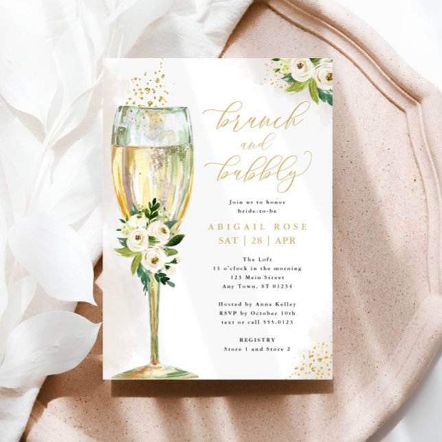 Invitación Ducha de novia de oro blanco de brunch (Subido por el creador)