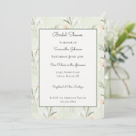 Invitación Ducha de Novia de Orquídea Hibisco Crema Blanca Me