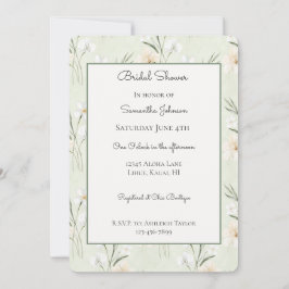Invitación Ducha de Novia de Orquídea Hibisco Crema Blanca Me