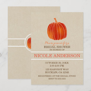 Invitación Ducha de Novia de Otoño de Calabacita Naranja Bril